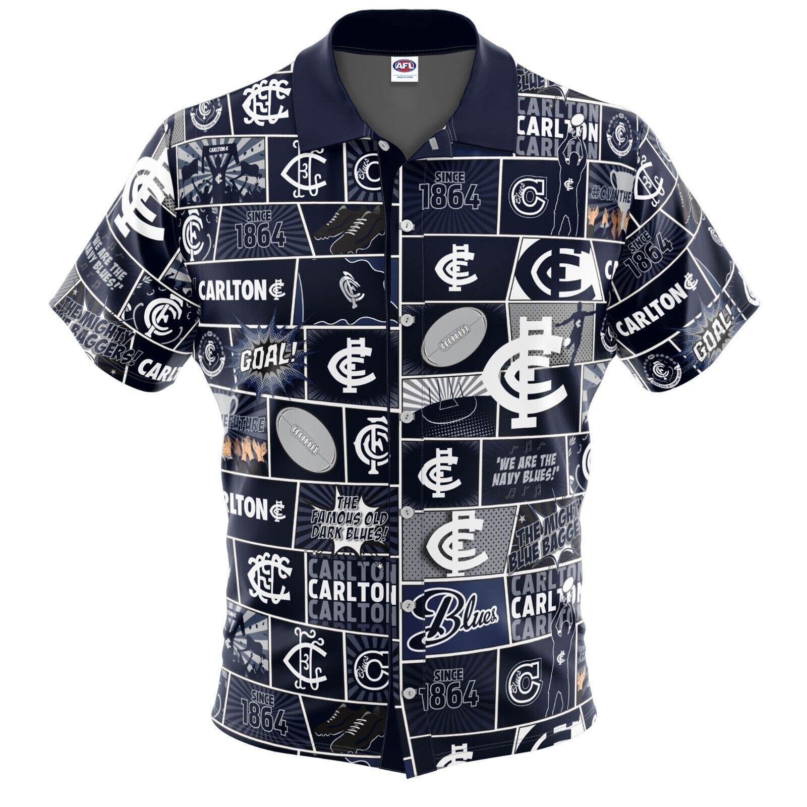 AFL Fanatics Button Up Polo Shirt - Carlton Blues - Aussie Rules