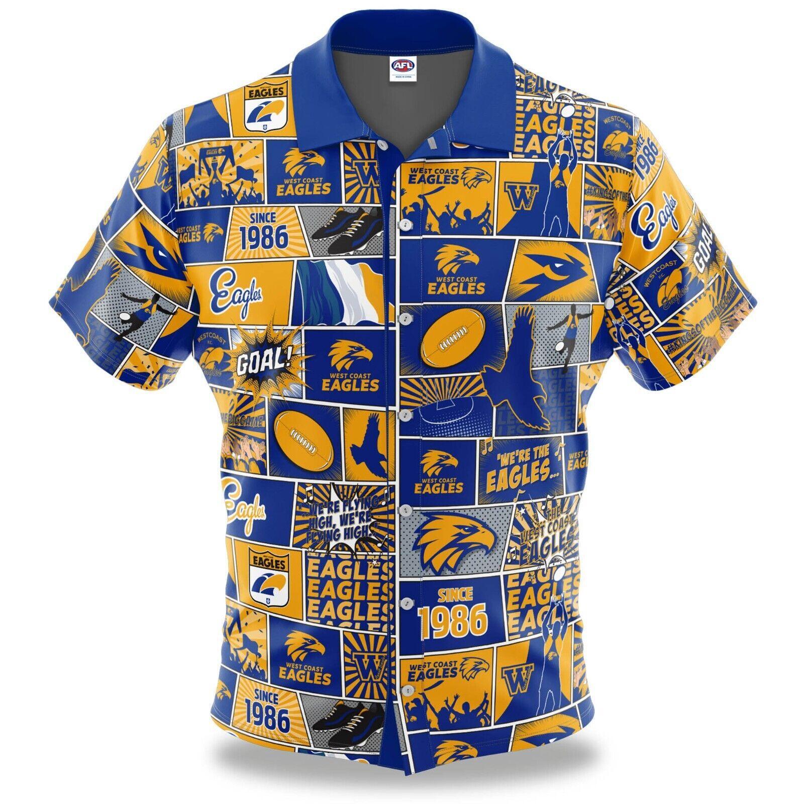 AFL Fanatics Button Up Polo Shirt - West Coast Eagles - Aussie Rules