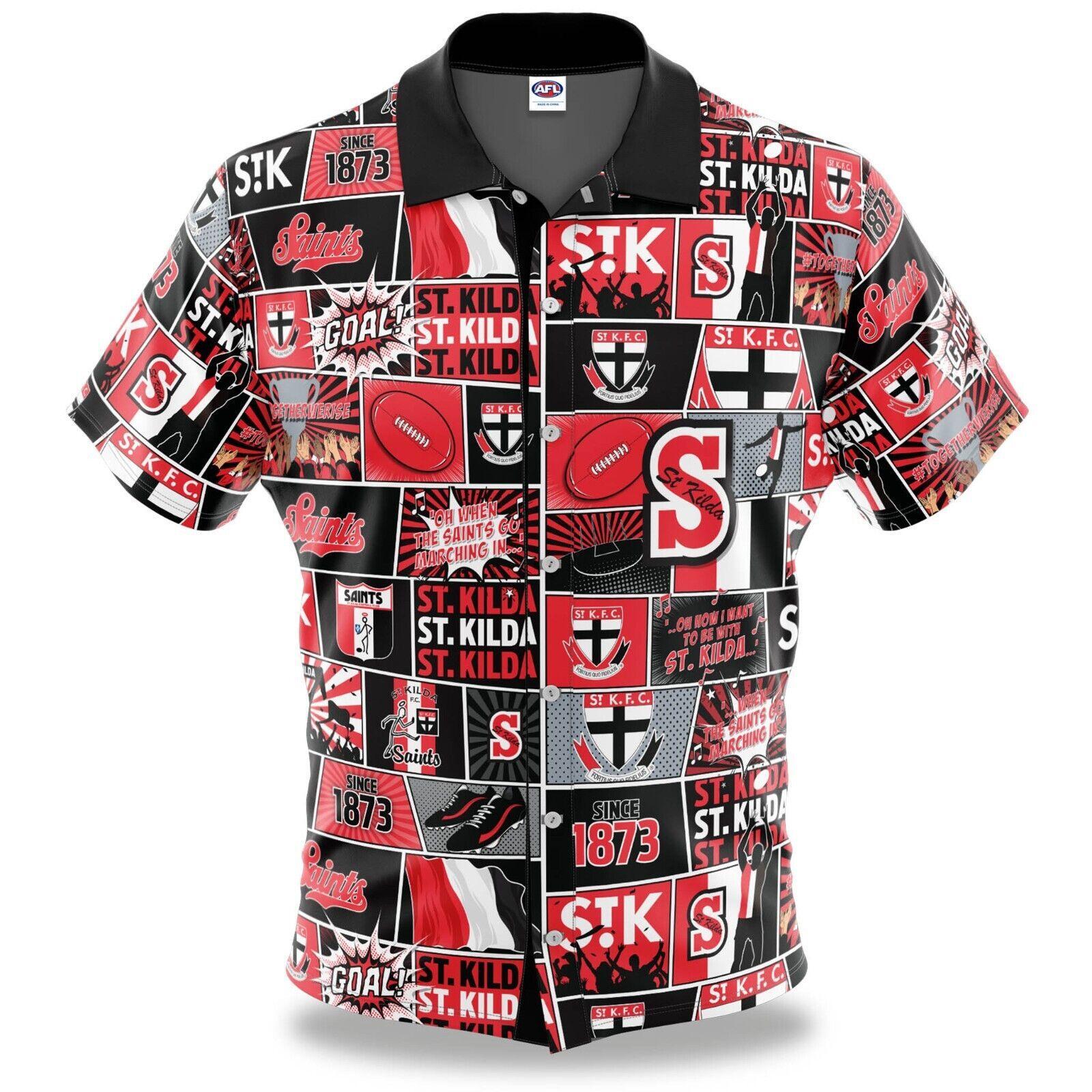 AFL Fanatics Button Up Polo Shirt - St Kilda Saints - Aussie Rules