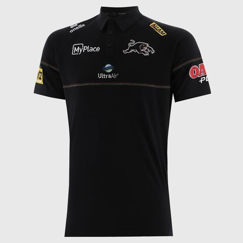 NRL 2025 Media Polo - Penrith Panthers - Black - Adult - Mens