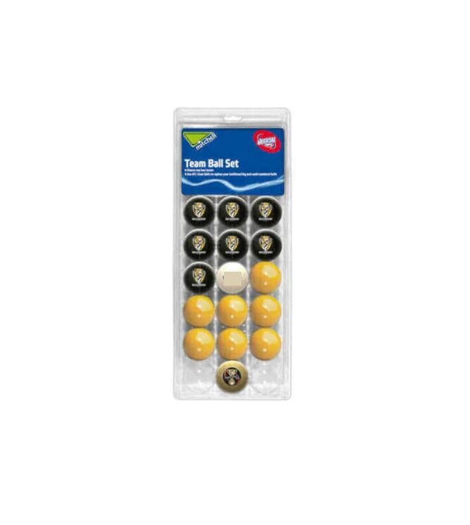 AFL Pool Snooker Billiard 16 Ball Full Set - Team V Colour - Richmond Tigers