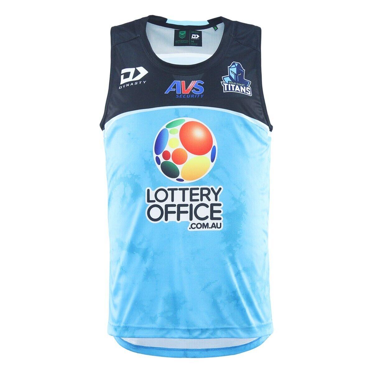 NRL 2025 Training Singlet - Gold Coast Titans - Cyan - Adult - Mens