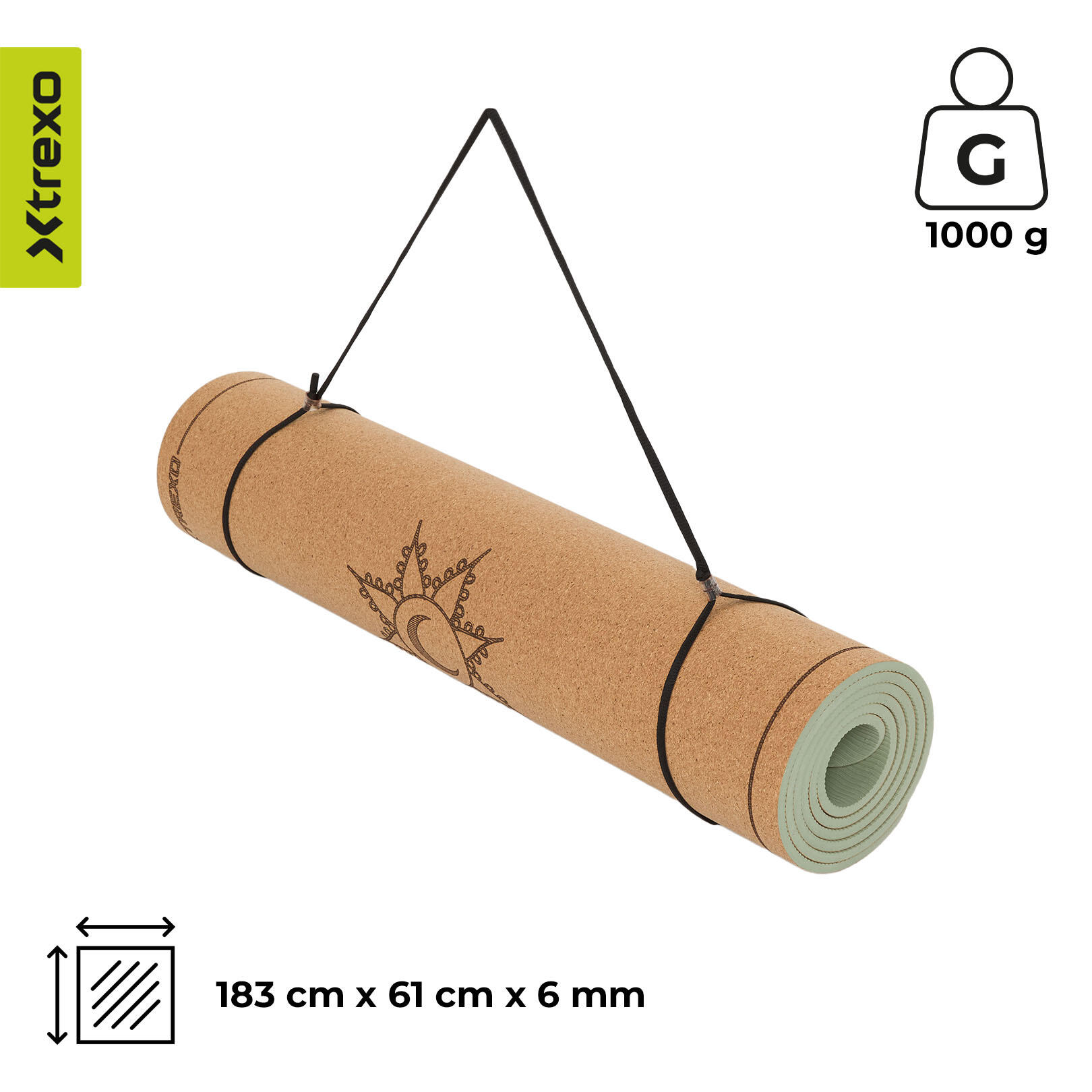 XTREXO yogamat van kurk 6 mm 7/7
