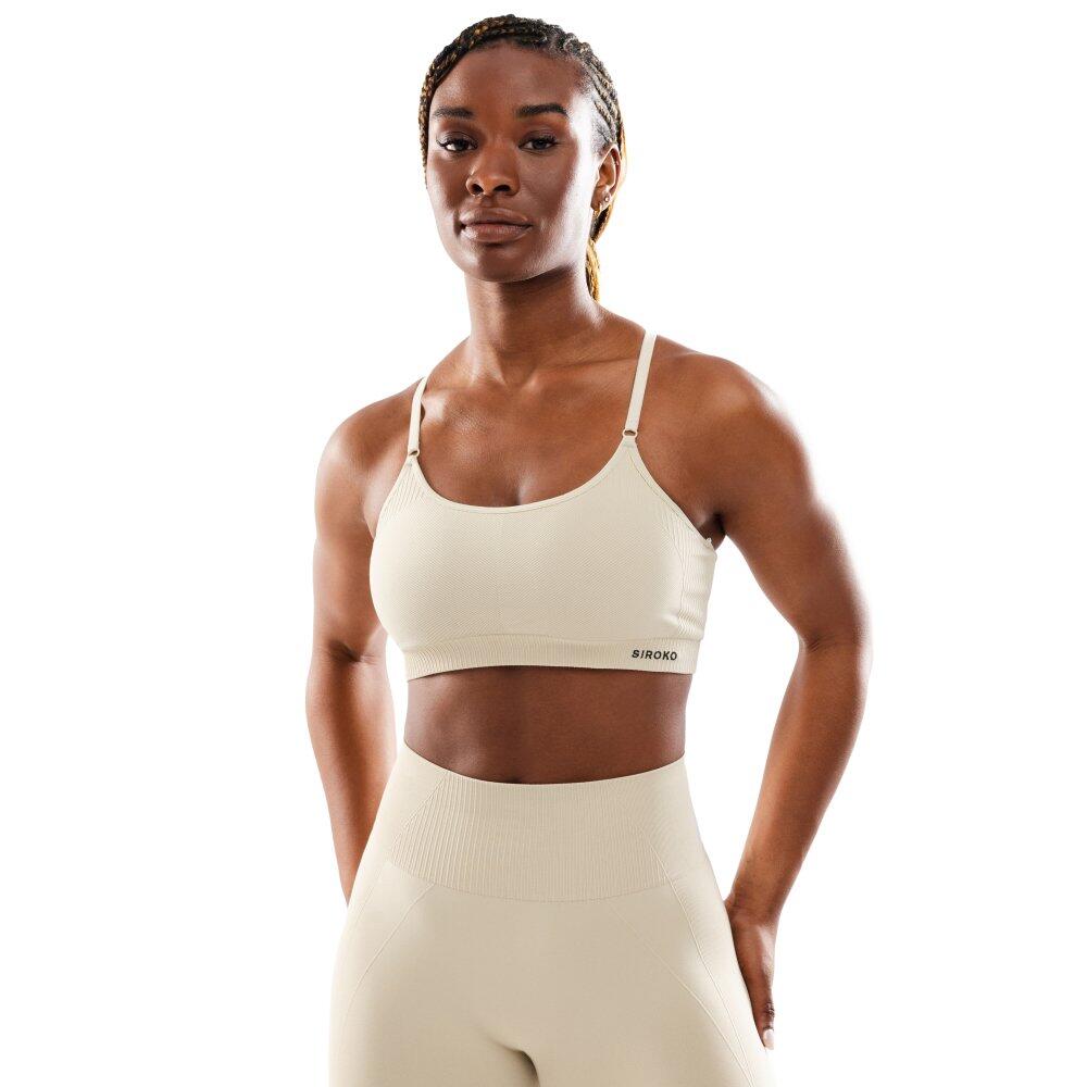 Siroko - Brassière De Sport Sans Couture Femme Fitness Spark Beige - Débardeur - Beige - Decathlon
