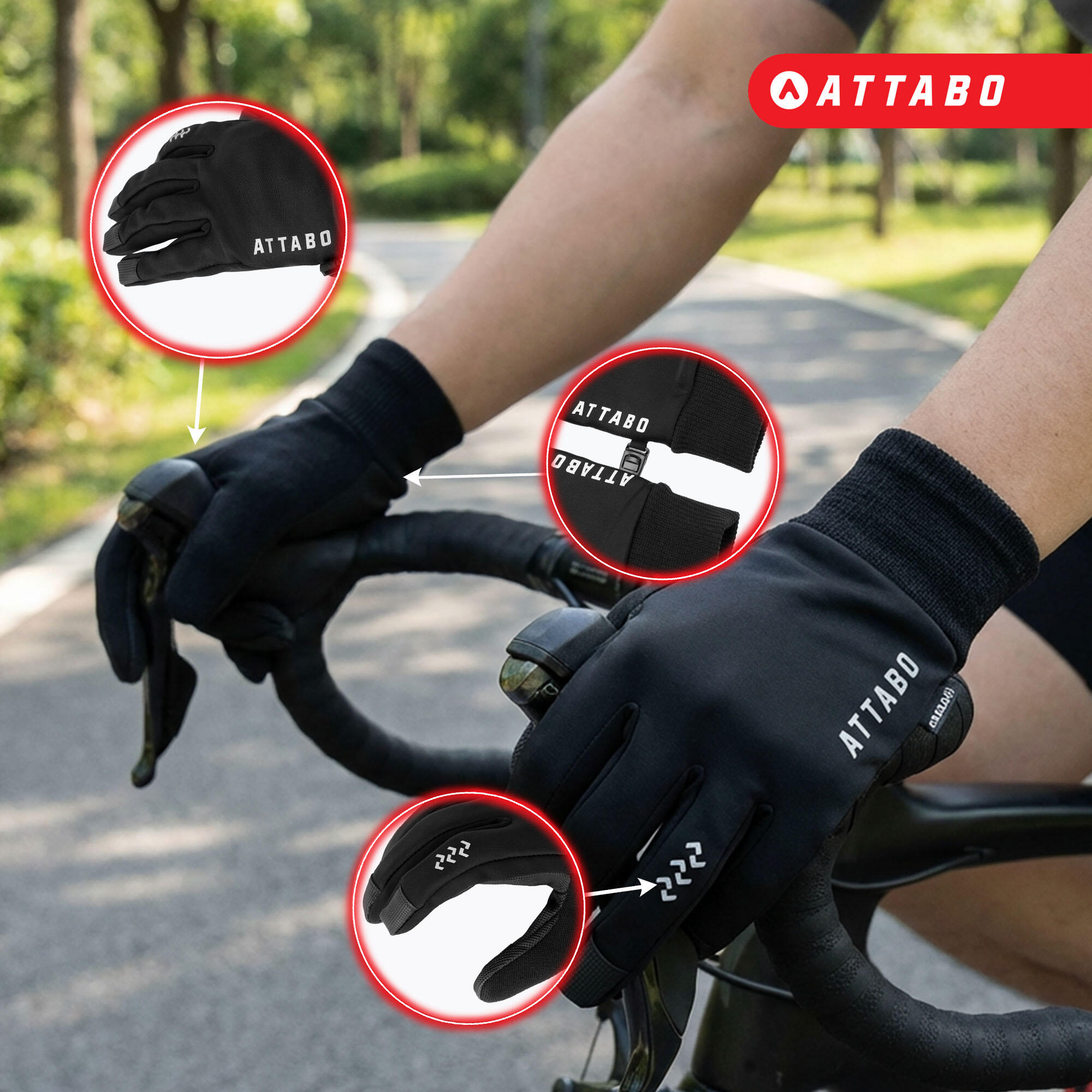 Guantes de ciclismo ATTABO LOREEF GLOVES cortaviento y térmicos 3/7
