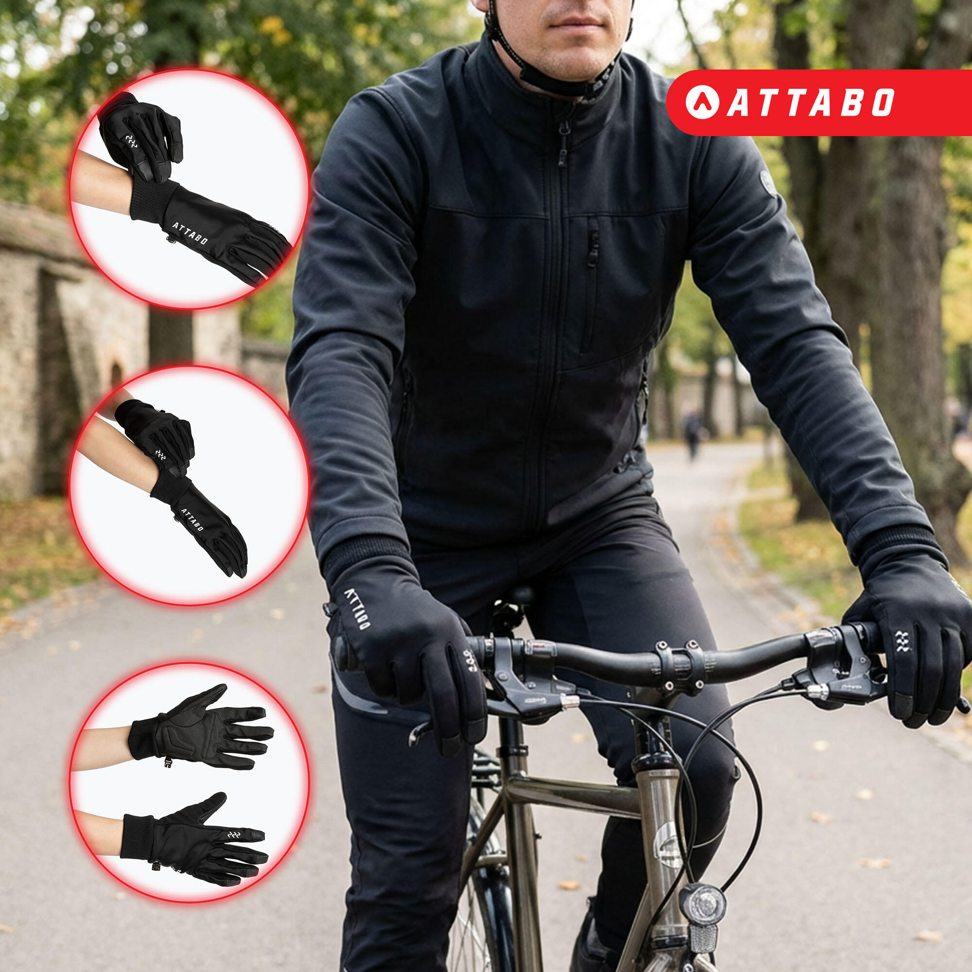 Guantes de ciclismo ATTABO LOREEF GLOVES cortaviento y térmicos 2/7