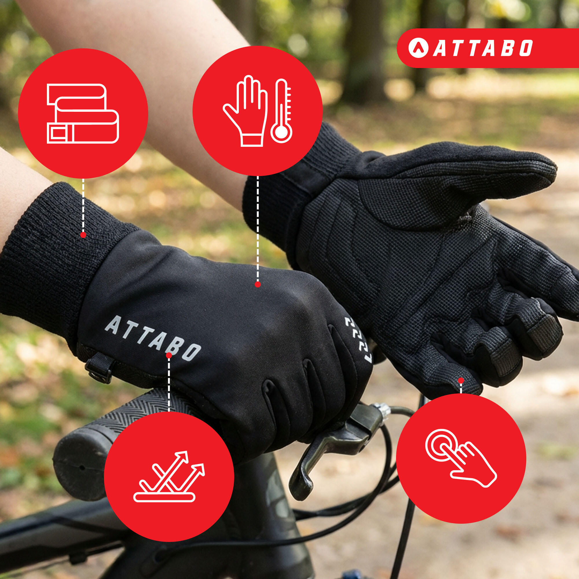 Guantes de ciclismo ATTABO LOREEF GLOVES cortaviento y térmicos 5/7