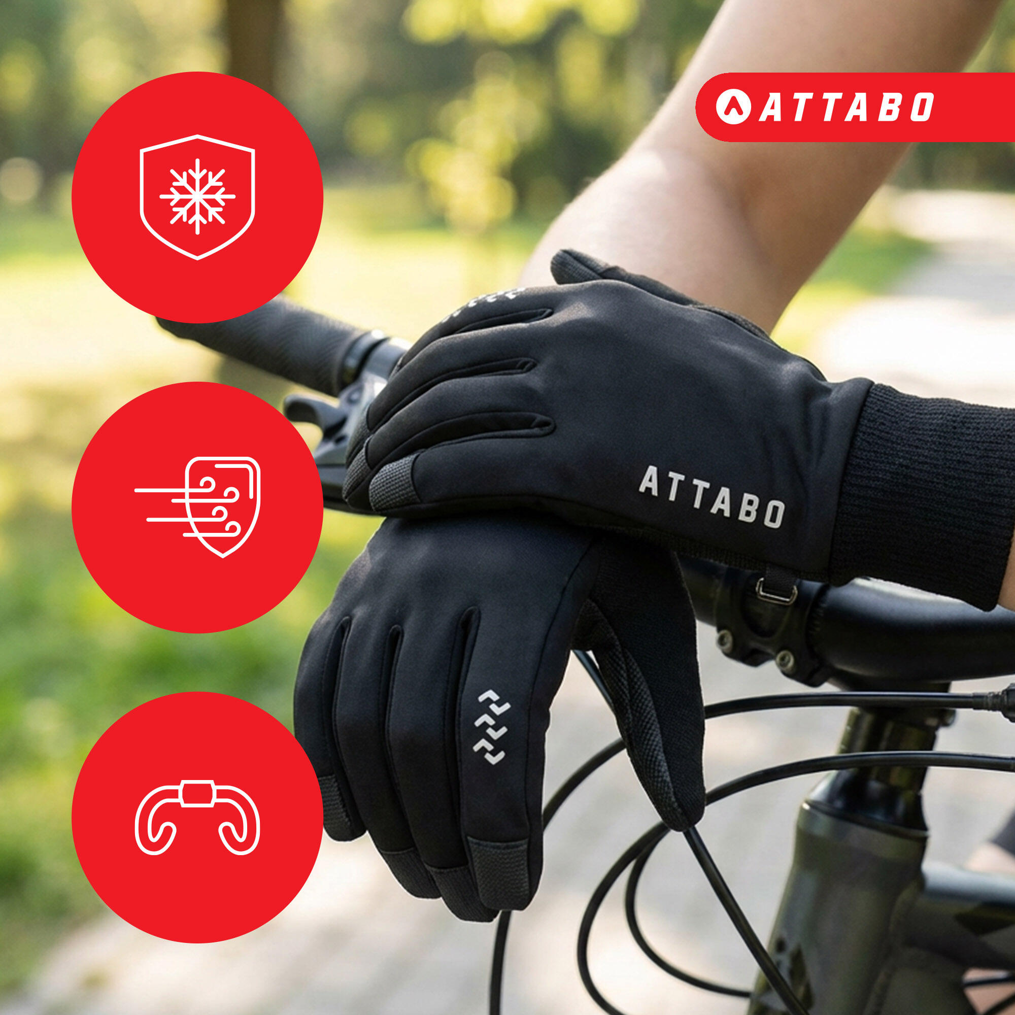 Guantes de ciclismo ATTABO LOREEF GLOVES cortaviento y térmicos 4/7