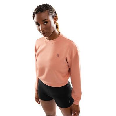 Dames fitness training cropped sweater pinnacle koraal