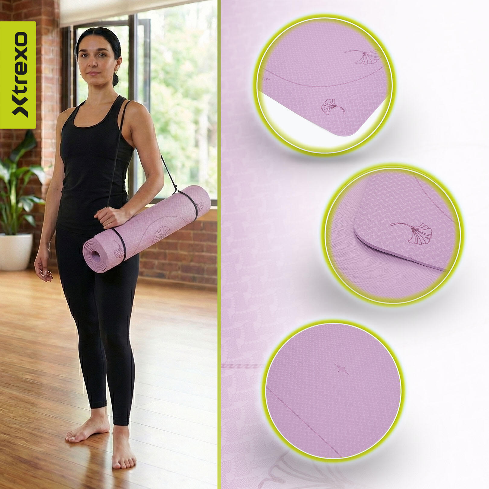 Tappetino da yoga XTREXO EcoGrip 6mm 3/7