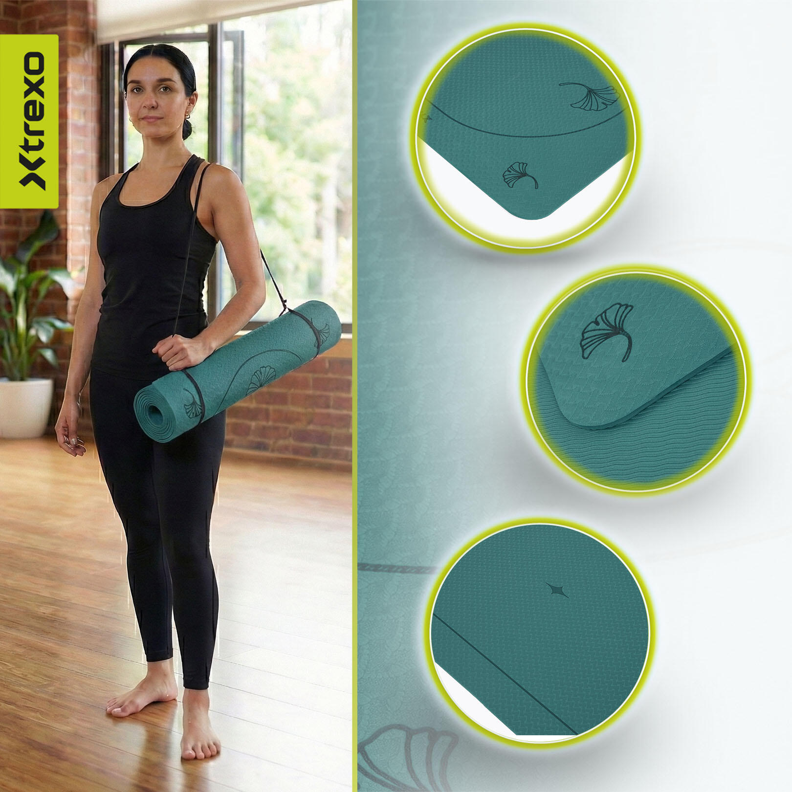 Tappetino da yoga XTREXO EcoGrip 6mm 3/7