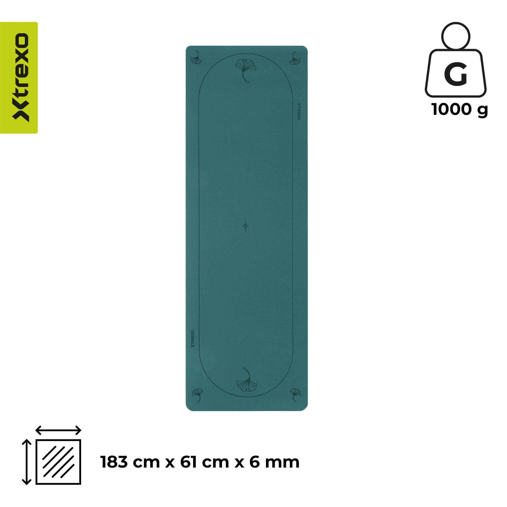 Tappetino da yoga XTREXO EcoGrip 6mm 7/7