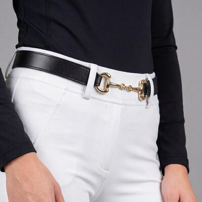 Leren rijriem bit – italiaans leer en goudkleurige gesp