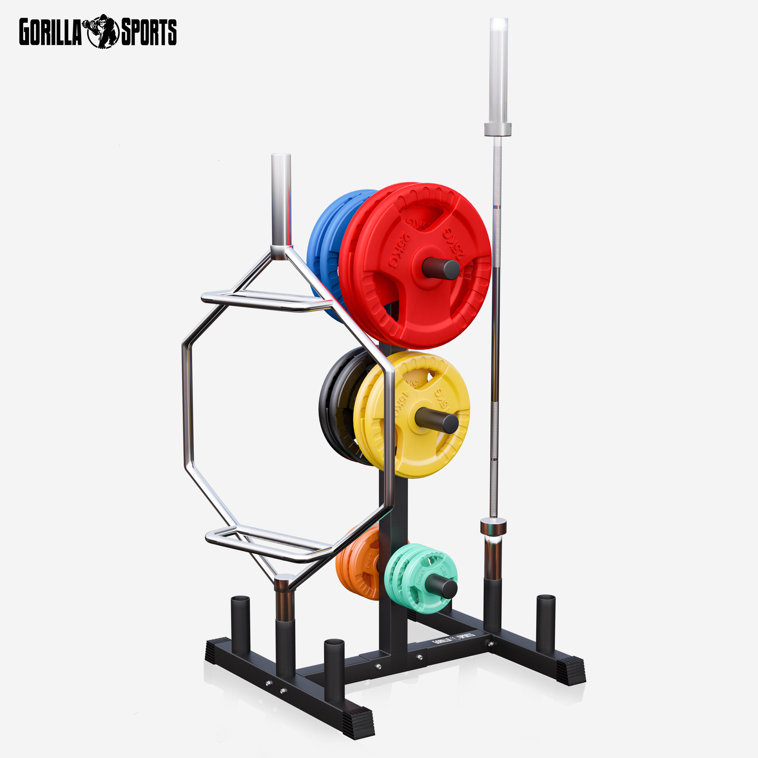 RACK OLYMPIQUE NOIR POUR POIDS ET BARRES | DIAMETRE 50/51 MM | MUSCULATION 3/6