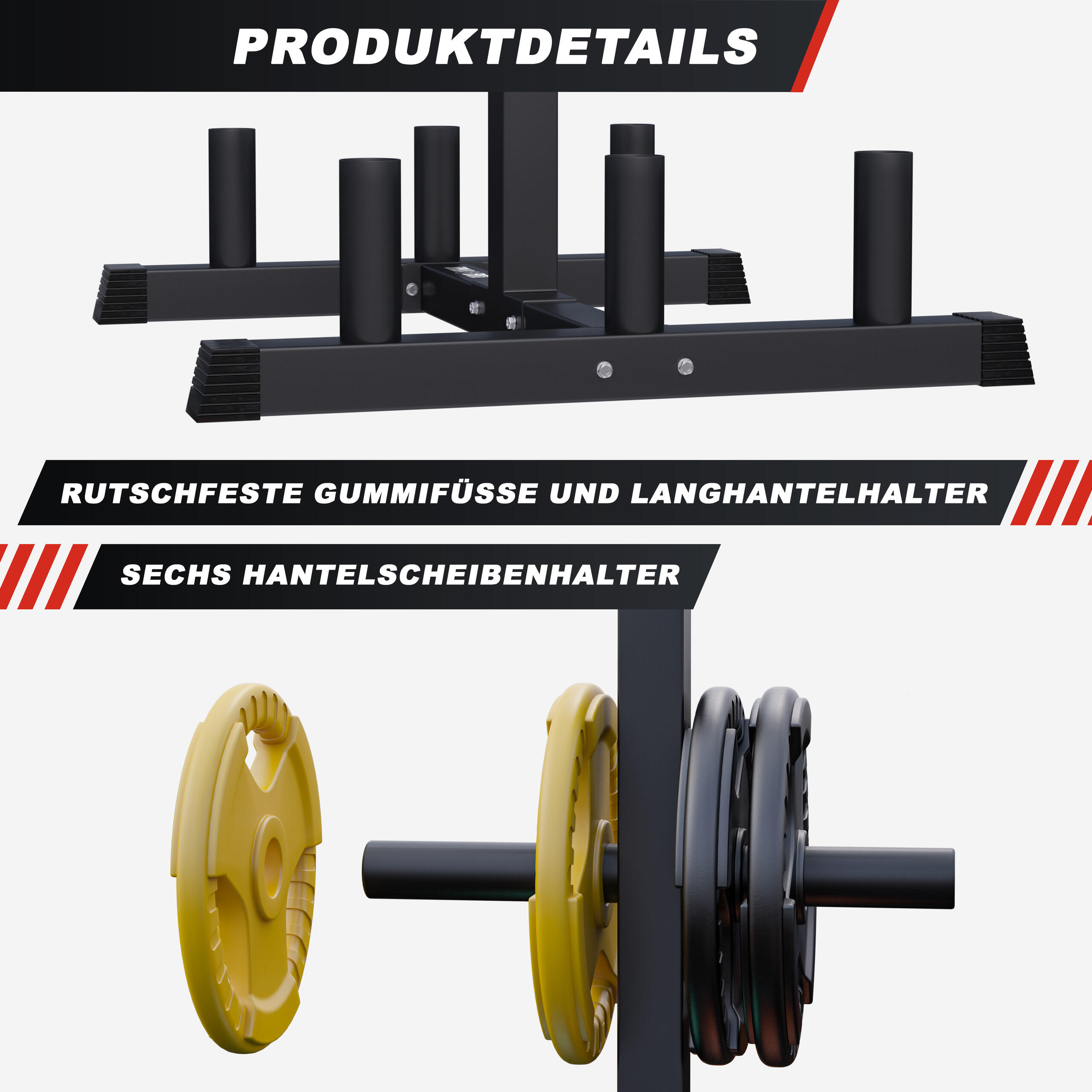 RACK OLYMPIQUE NOIR POUR POIDS ET BARRES | DIAMETRE 50/51 MM | MUSCULATION 4/6