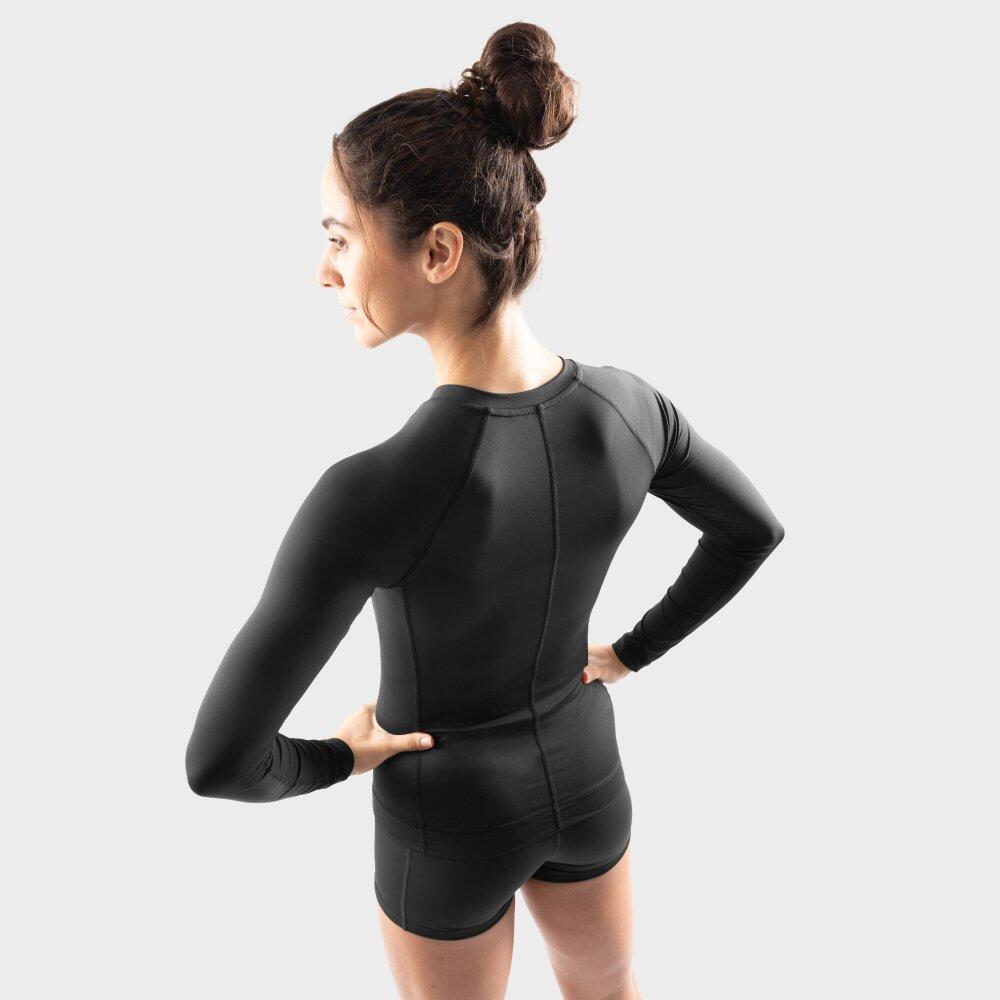 Damen Fitness langärmeliges trainingsshirt Sleek Schwarz 6/7