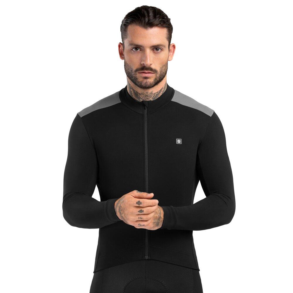 Siroko - Maillot Vélo Thermique Homme Cyclisme Srx M4 Fleet Moss Noir - Maillot Manches Longues - Gris|noir - S - Decathlon