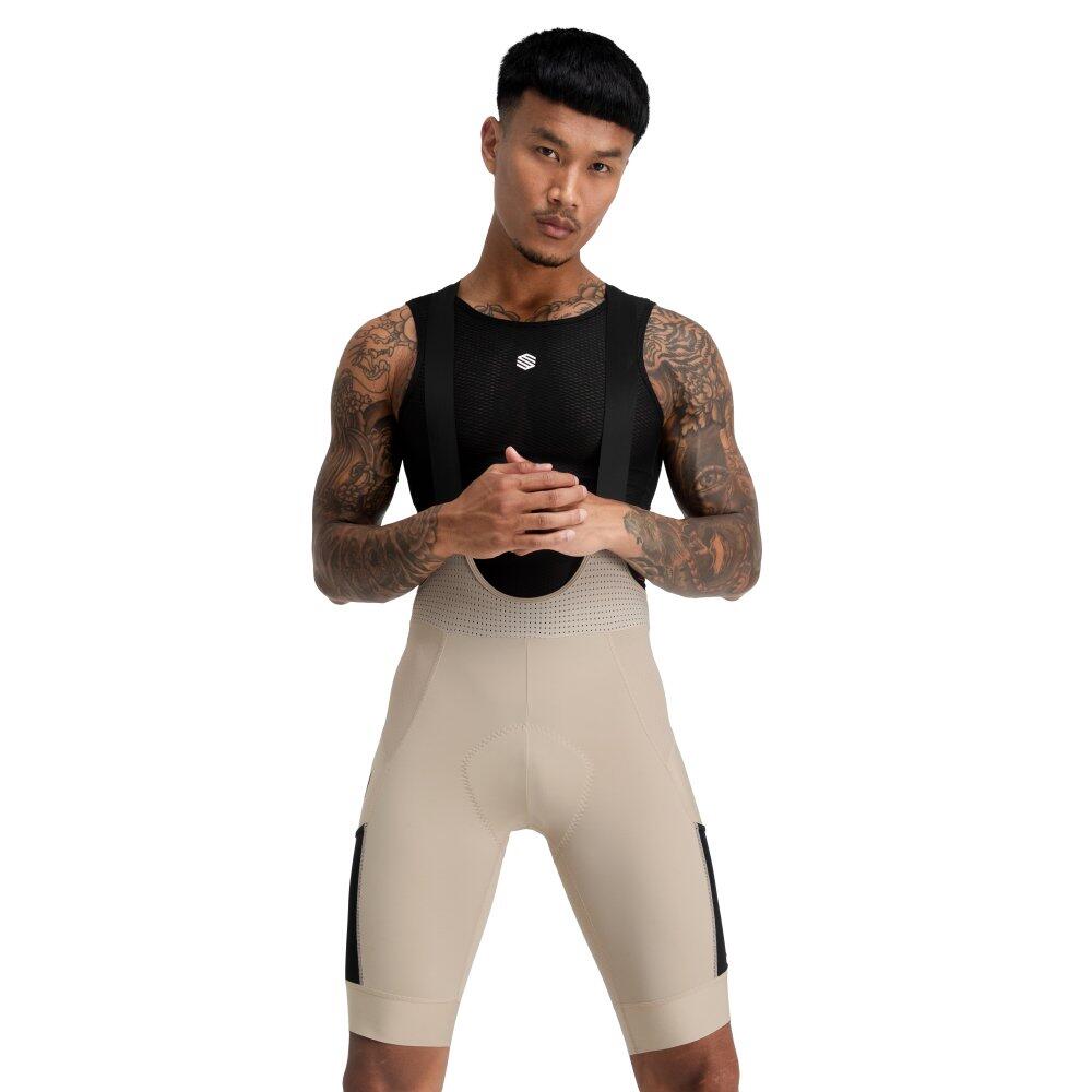 SIROKO Salopette da ciclismo gravel a gamba corta da uomo Rocket Beige