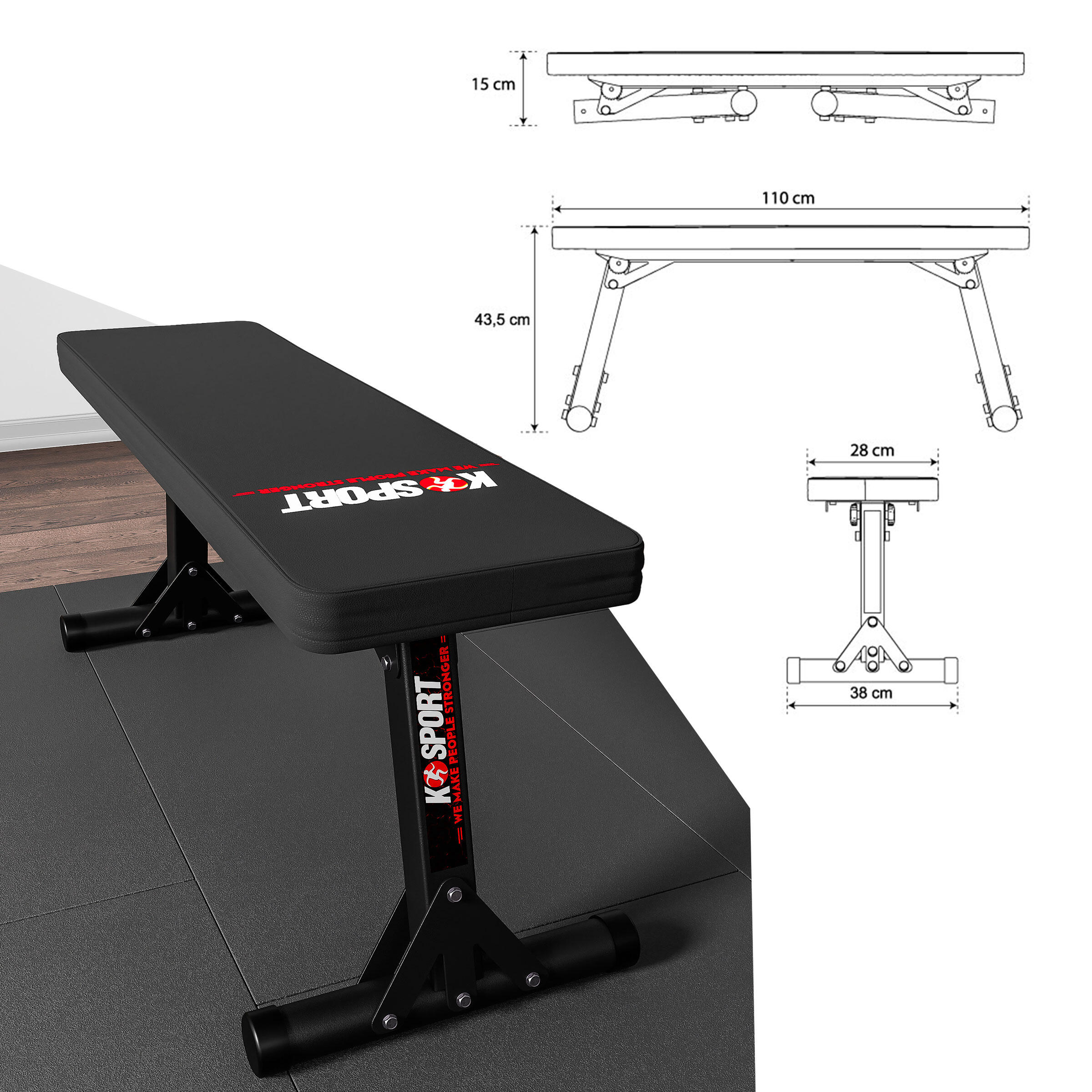 Ławka treningowa do ćwiczeń ławeczka składana płaska pod sztange K-sport KSH024 6/7