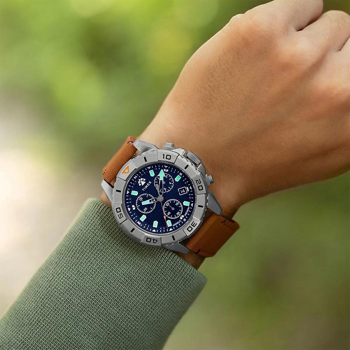 Timex Chronographe Montre Marron/Bleu TW2W16300 5/6