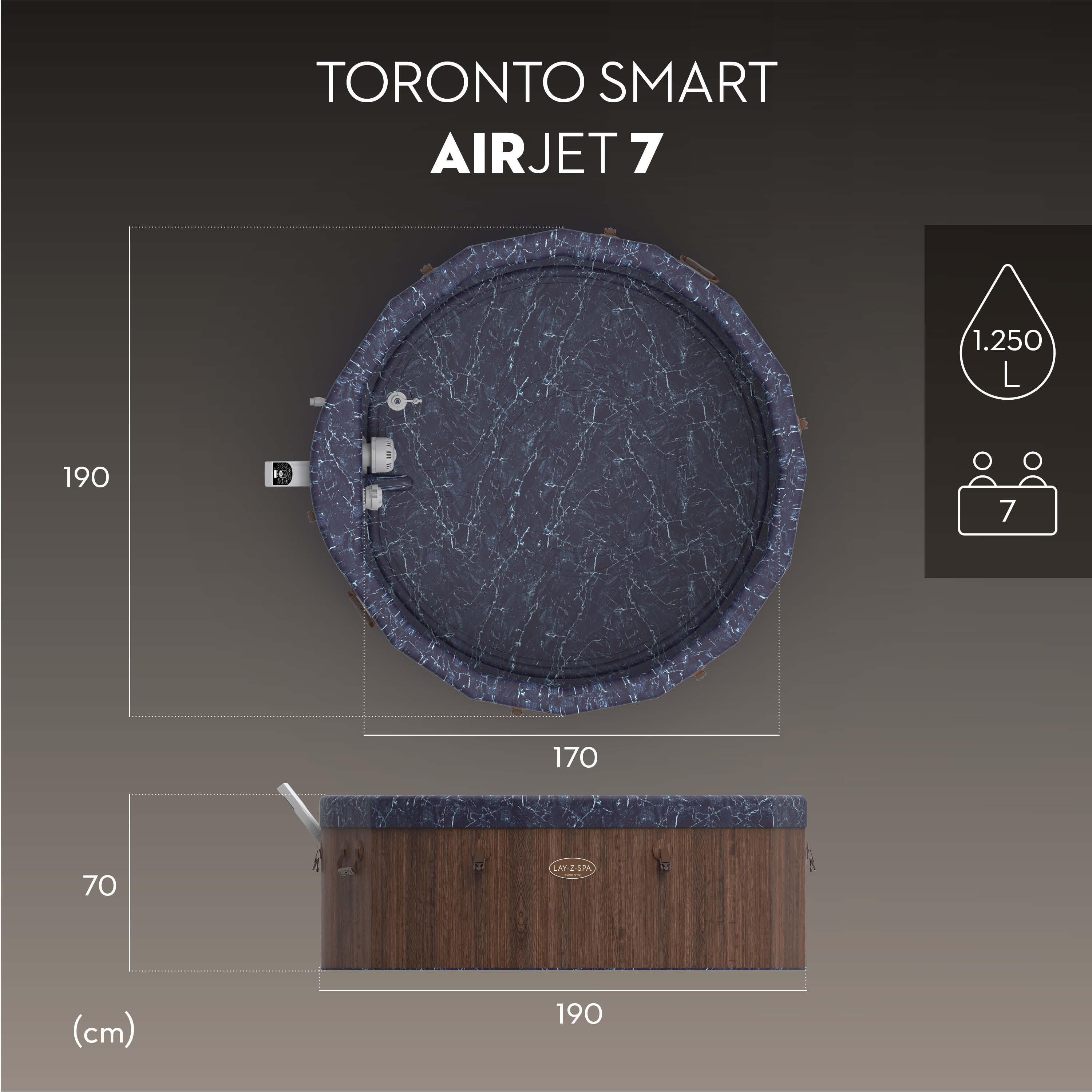 Bestway Spa Inflável Lay-Z-Spa Toronto ThermaCore UltraFit Smart Ø190 x 70 cm 2/7