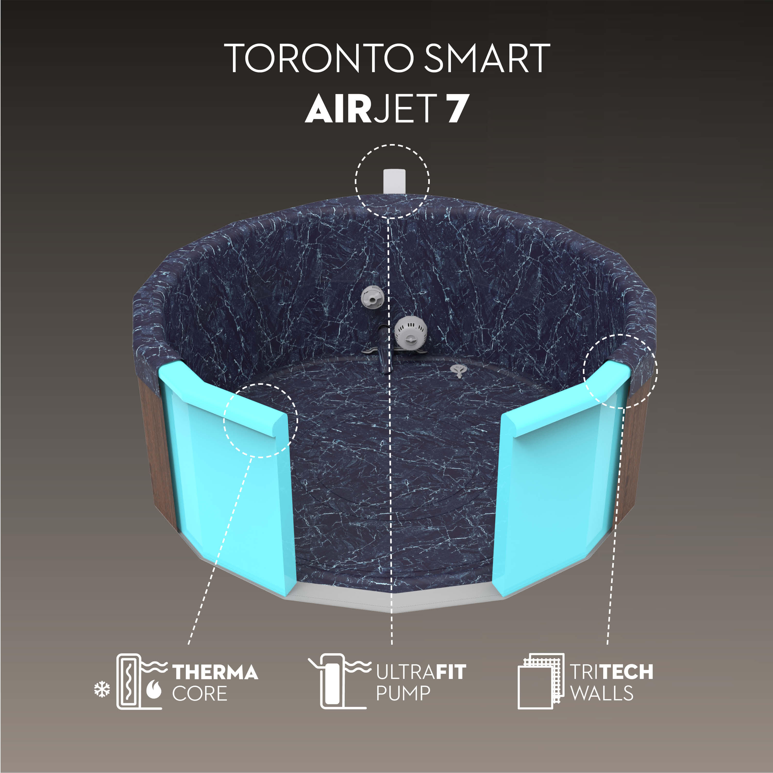 Bestway Spa Inflável Lay-Z-Spa Toronto ThermaCore UltraFit Smart Ø190 x 70 cm 6/7