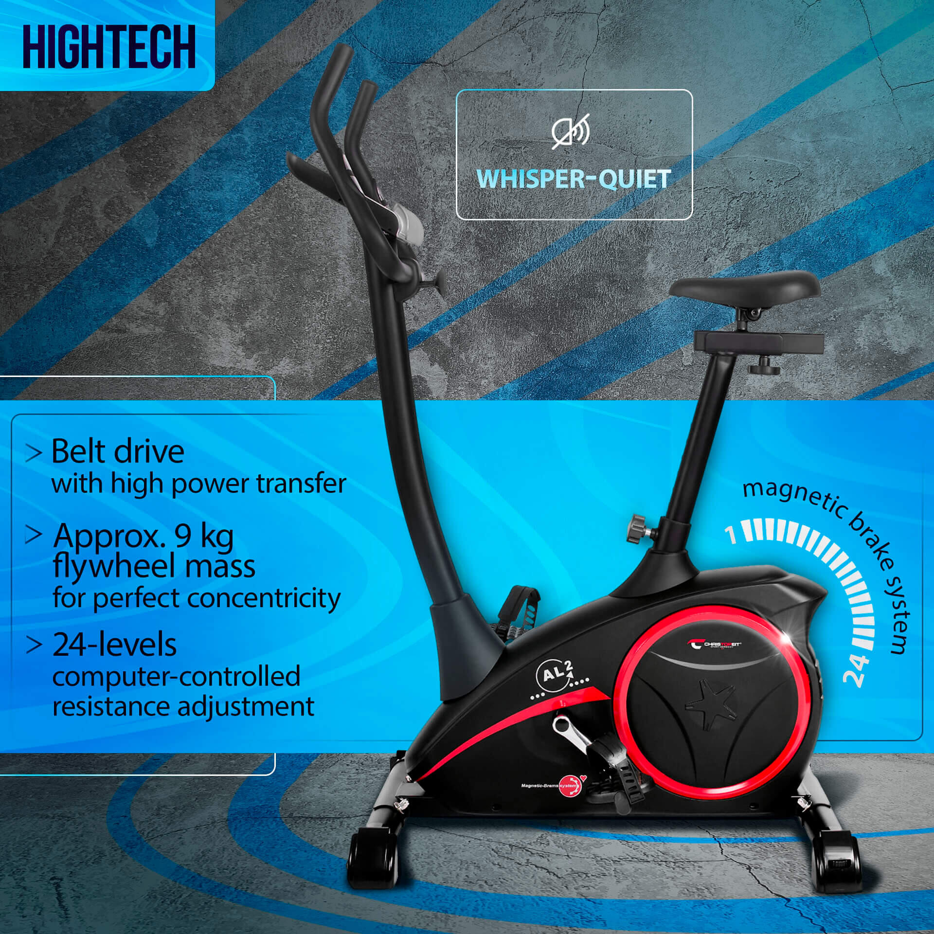 Vélo d'appartement - 9kg frein magnétique - Bluetooth - 150kg - AL 2 S Digital 2/8