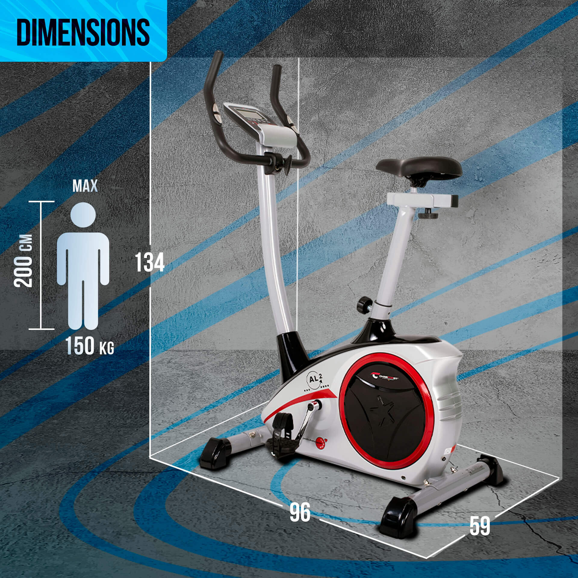 Vélo d'appartement - 9kg frein magnétique - Bluetooth - 150kg - AL 2 S - argent 5/8