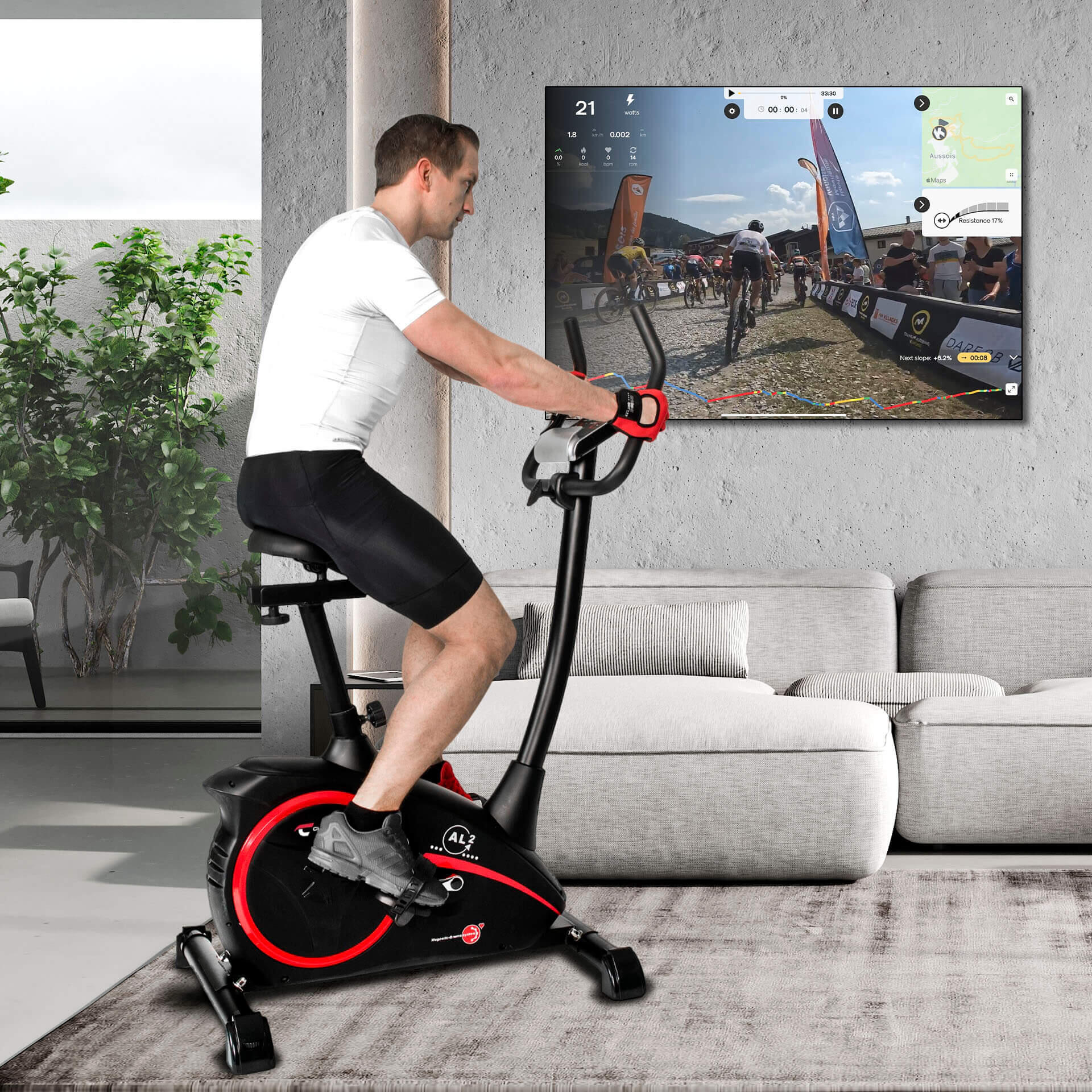 Vélo d'appartement - 9kg frein magnétique - Bluetooth - 150kg - AL 2 S Digital 7/8