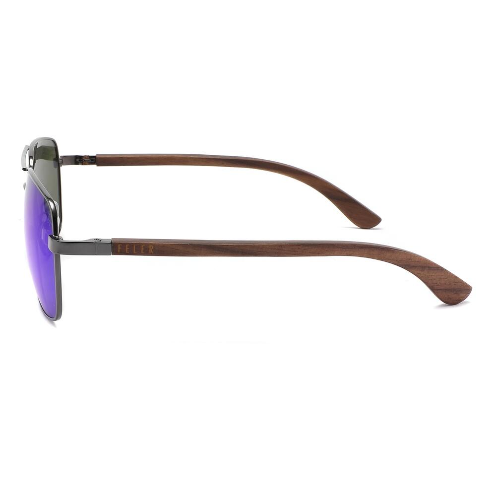 Lunettes de Soleil Feler 1706M-2 Polarisées en Bois Unisexe 62 mm 3/4