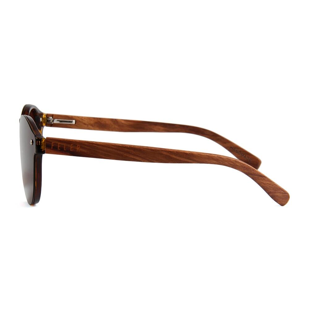 Lunettes de soleil en bois Feler 2502-7 unisexe, taille 52 mm 3/4