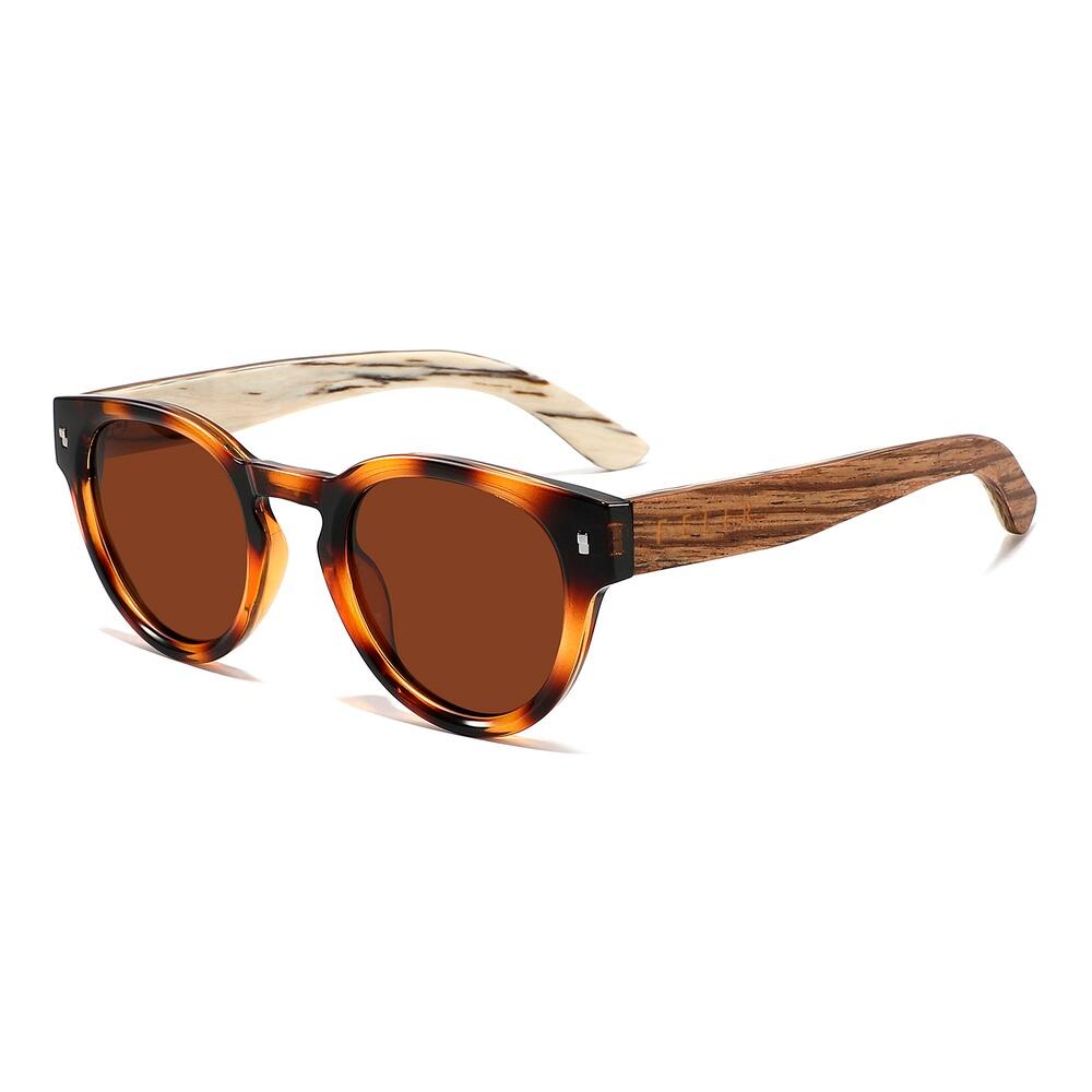 Feler - Lunettes De Soleil Unisex En Bois Feler 1561p-7, Taille 47 Mm - Lunettes De Soleil - Marron|multicolore - No Size - Decathlon