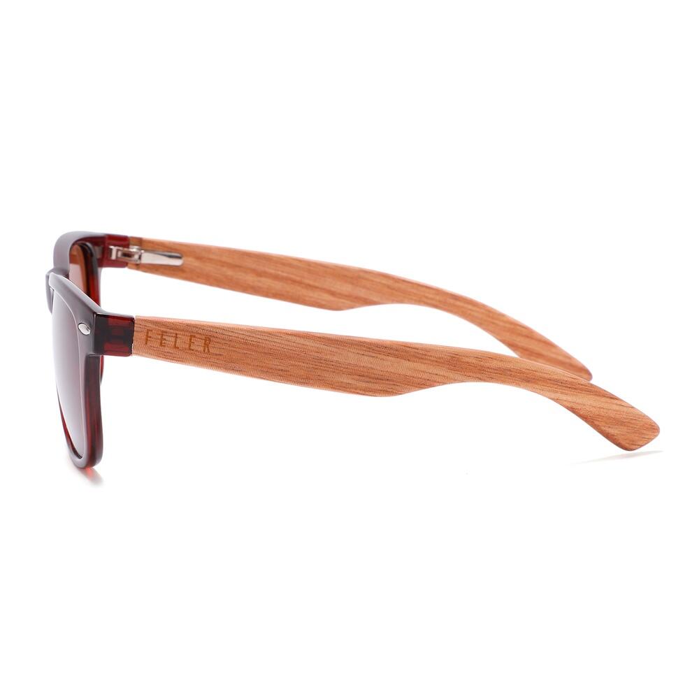 Lunettes de soleil en bois Feler 2501-2 unisexe, taille 52 mm 3/4