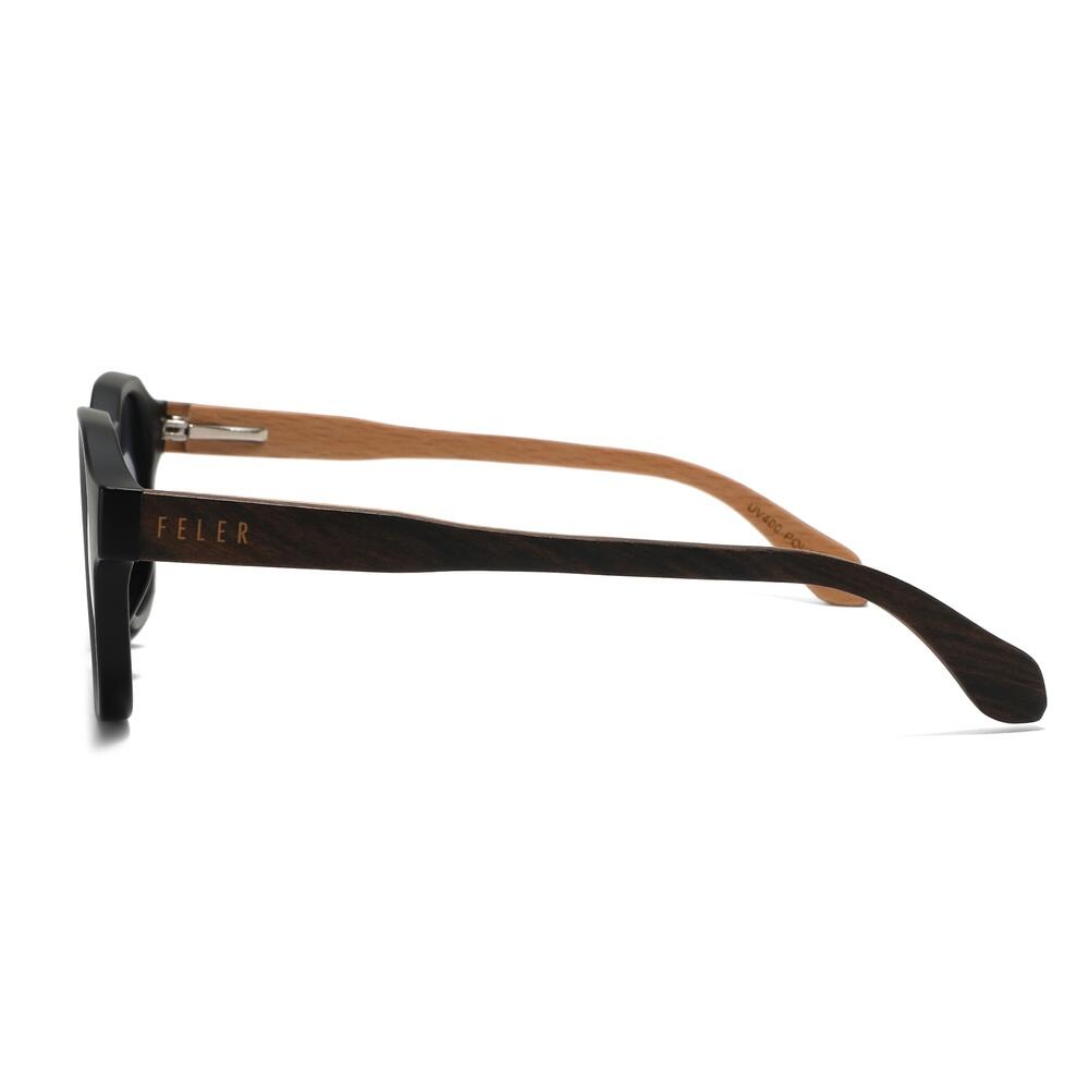 Lunettes de soleil en bois Feler 2600-1 unisexe, taille 45 mm 3/4