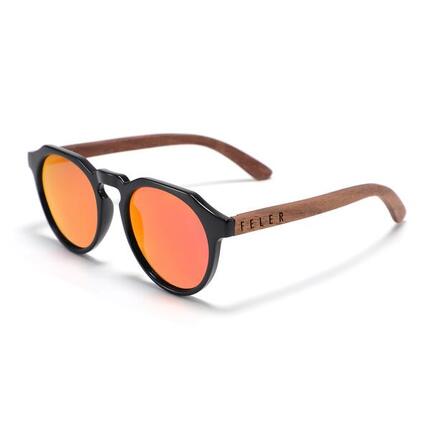 Lunettes de soleil en bois Feler 1526-2 unisexe, taille 50 mm