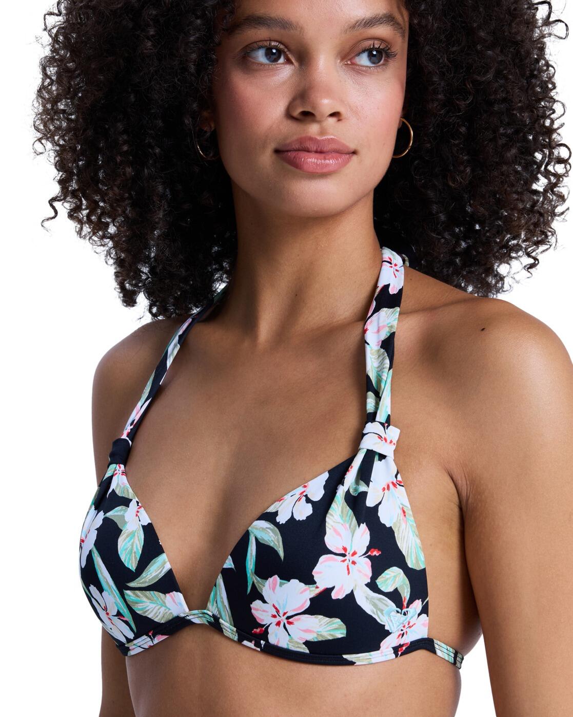 Top de bikini triangular PRINTED ESSENTIALS FIXED TRI Negro Mujer 4/4