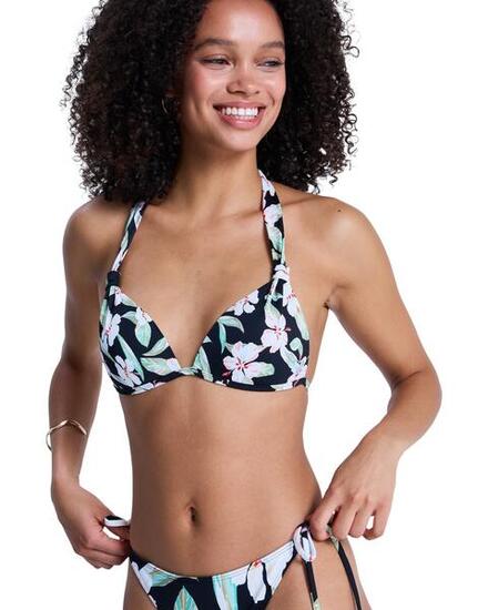 Haut de bikini triangle PRINTED ESSENTIALS FIXED TRI Noir Femme