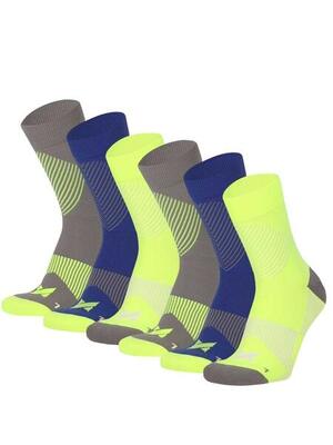 Hardloop sokken compressie quarter 6-pack multi geel