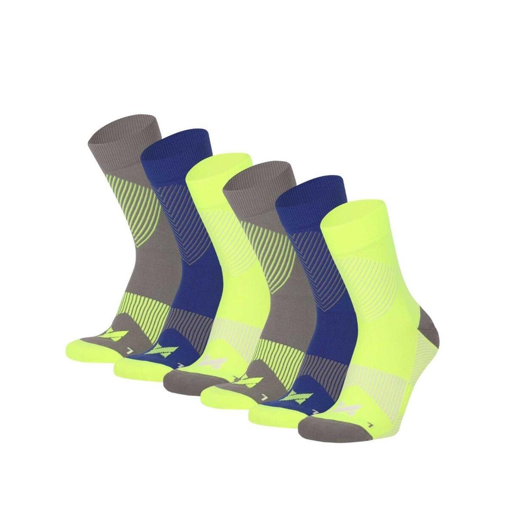 Xtreme - Chaussettes De Compression Pour La Course, Lot De 6, Multicolores Jaunes - Chaussettes De Compression - Jaune - Decathlon
