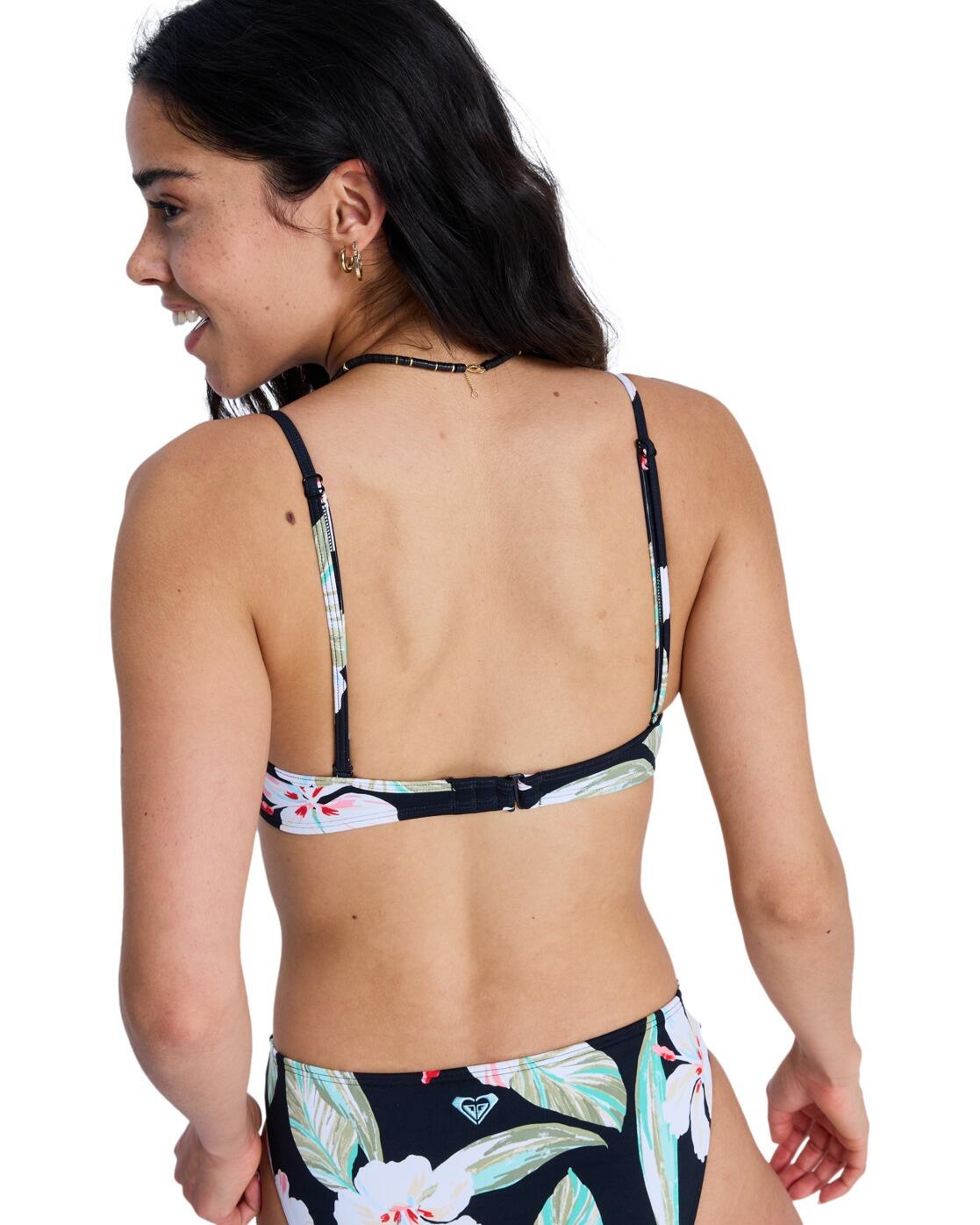 Haut de bikini bralette PRINTED ESSENTIALS WRAP BRA Noir Femme 2/4