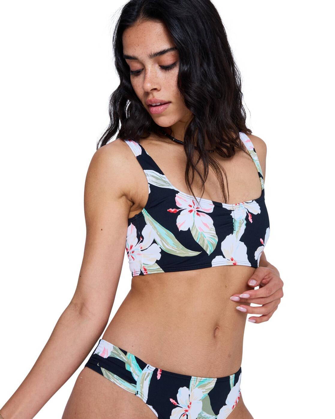 Top de bikini Bralette PRINTED ESSENTIALS BRALETTE Negro Mujer 3/4