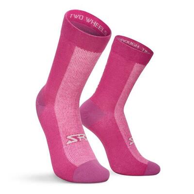 Heren en dames fietsen fietssokken met merinowol srx sella roze