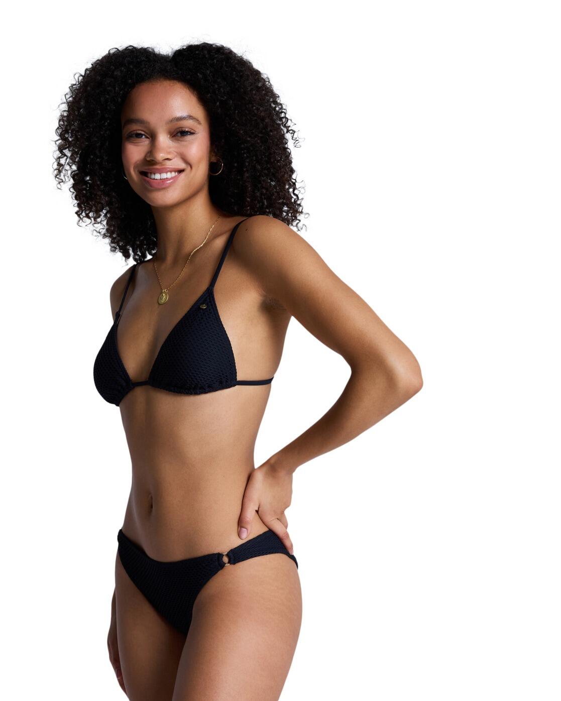 Ensemble bikini triangle deux pièces Noir Femme 3/4