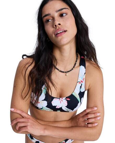 Haut de bikini bralette PRINTED ESSENTIALS ATHLETIC BRA Noir Femme
