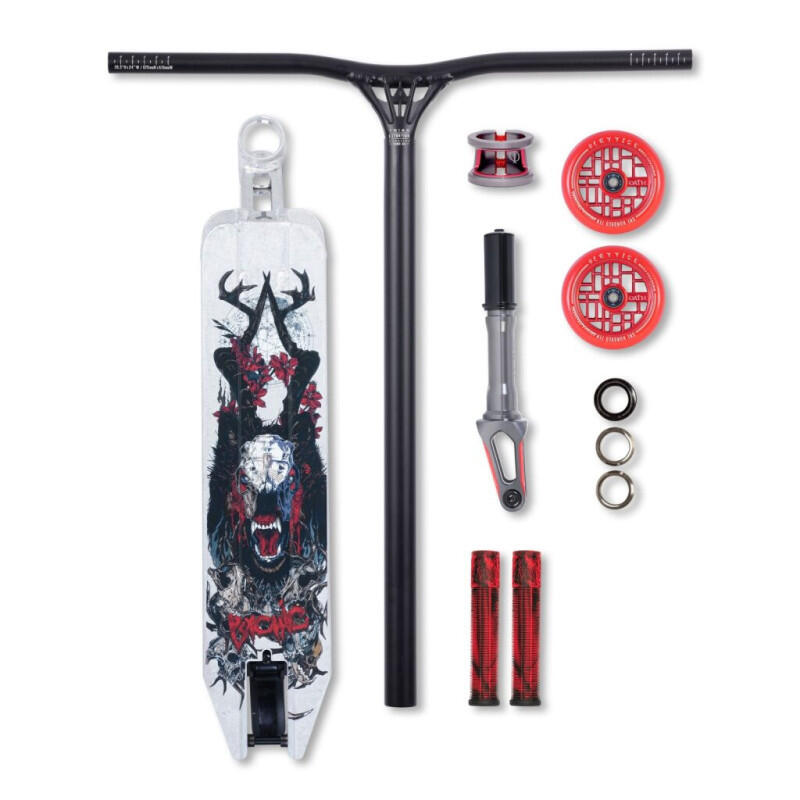 Trottinette freestyle custom TRIAD Park Raw/Red 4.7"x20.5" 2/5