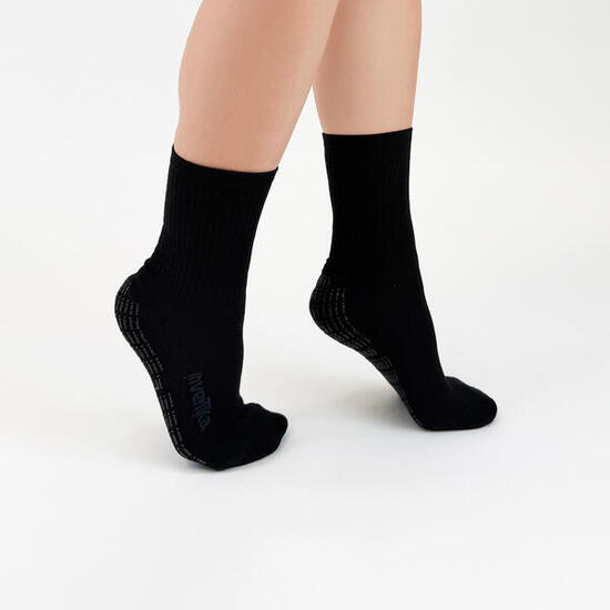 Calze sportive antiscivolo cotone soletta con grip allenamento nero