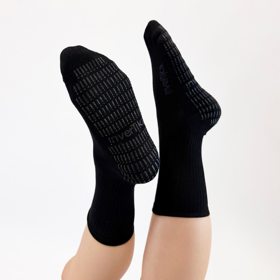 Calze sportive antiscivolo cotone soletta con grip allenamento nero 2/5