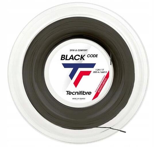 Naciąg tenisowy czarny Tecnifibre Black Code (200 m) szpula