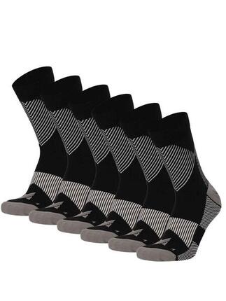 Chaussettes de compression pour la course, lot de 6, multicolores noires