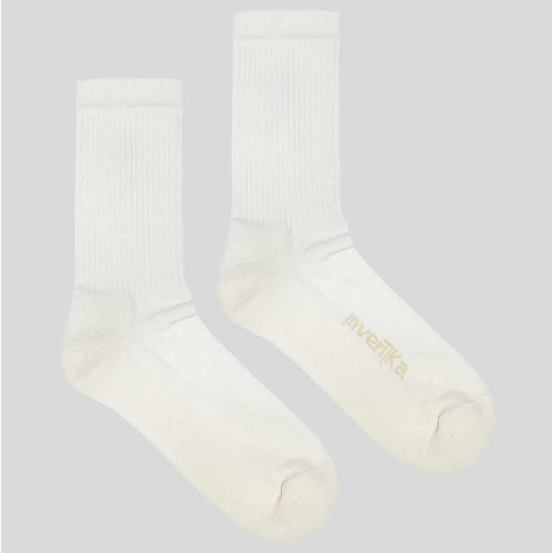 Calze sportive donna cotone logo tono su tono allenamento tempo libero Crema 3/4